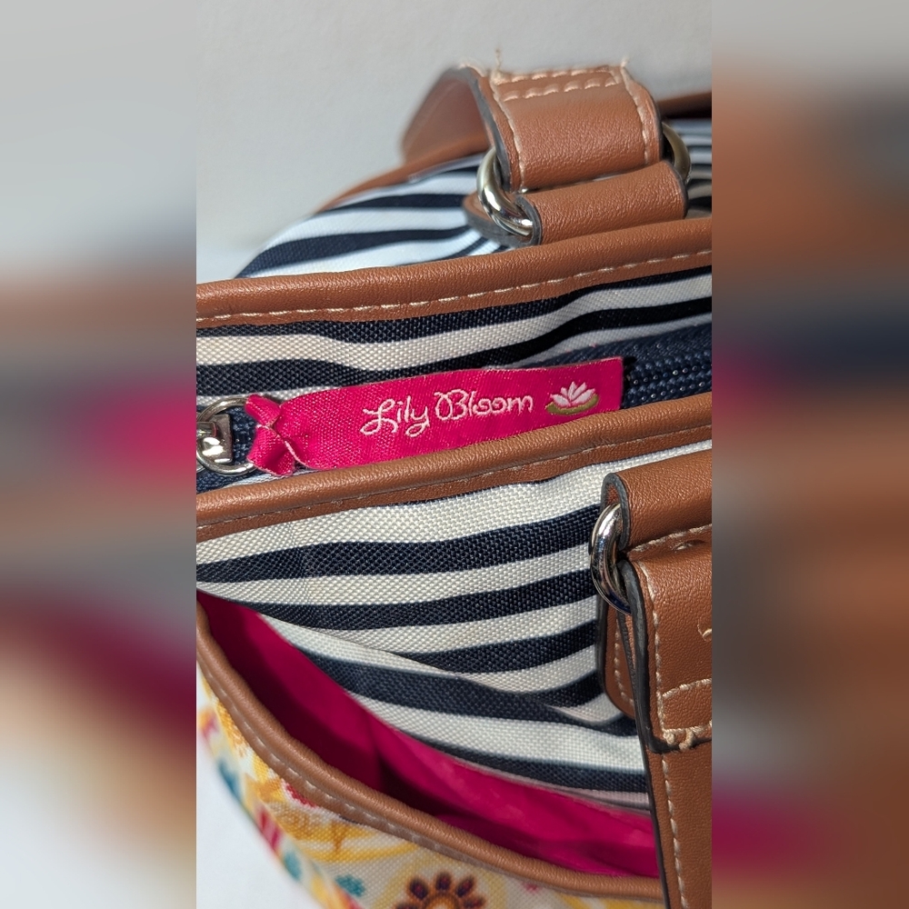 Lily Bloom Purse Tote Bag Satchel One Size Hello Sunshine Colorful Zip 17 x 12 - Picture 7 of 9